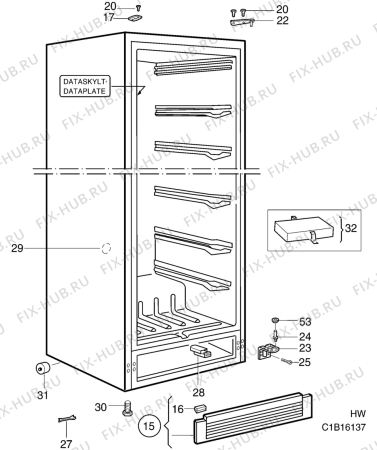 Взрыв-схема холодильника Electrolux EU7706C - Схема узла C10 Cabinet